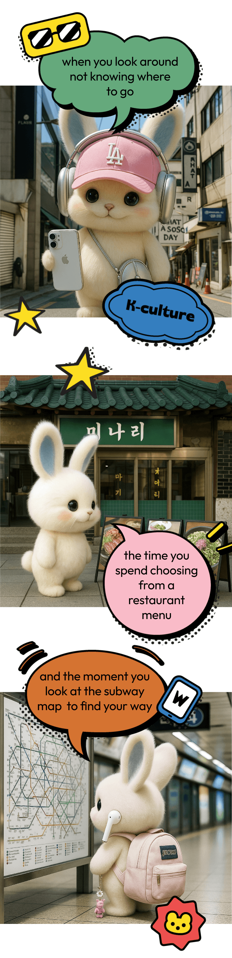 When you look around not knowing where to go. The time you spend choosing from a restaurant menu. And the moment you look at the subway map to find your way